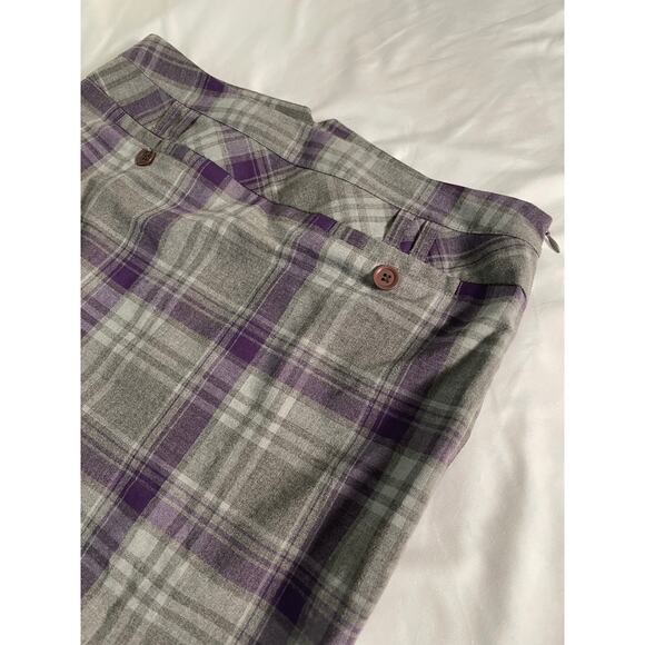 Vtg. Tracy Evans Gray and Purple Plaid Skirt SZ 9 - Picture 2 of 8